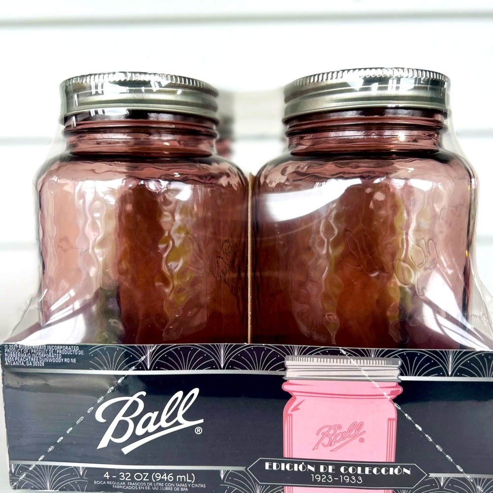 NEW 4-pack Pink 32oz Ball Mason Anniversary Jars